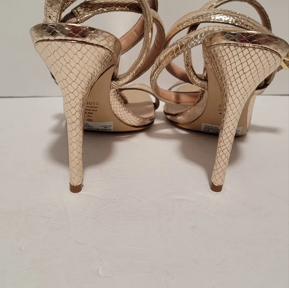 Schutz Women's courtney high metalic sn platina sandals size 9.5B.  New - Picture 11 of 12